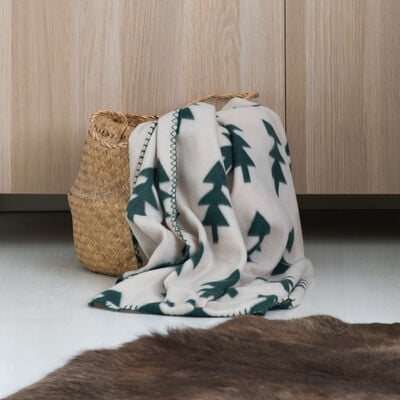 Winteria Kuusimetsä torkkupeitto 150x200 cm beige/vihreä